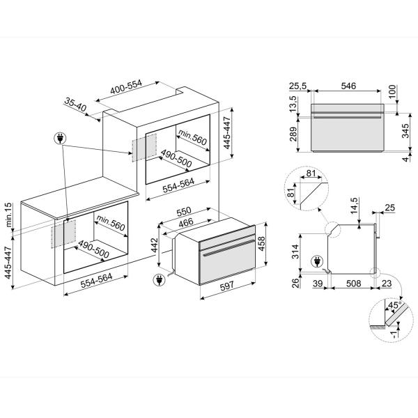 Духовой шкаф с функцией СВЧ Smeg SO4101M1B3