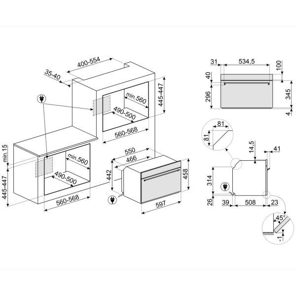 Встраиваемая микроволновая печь с грилем Smeg SO4301M0N